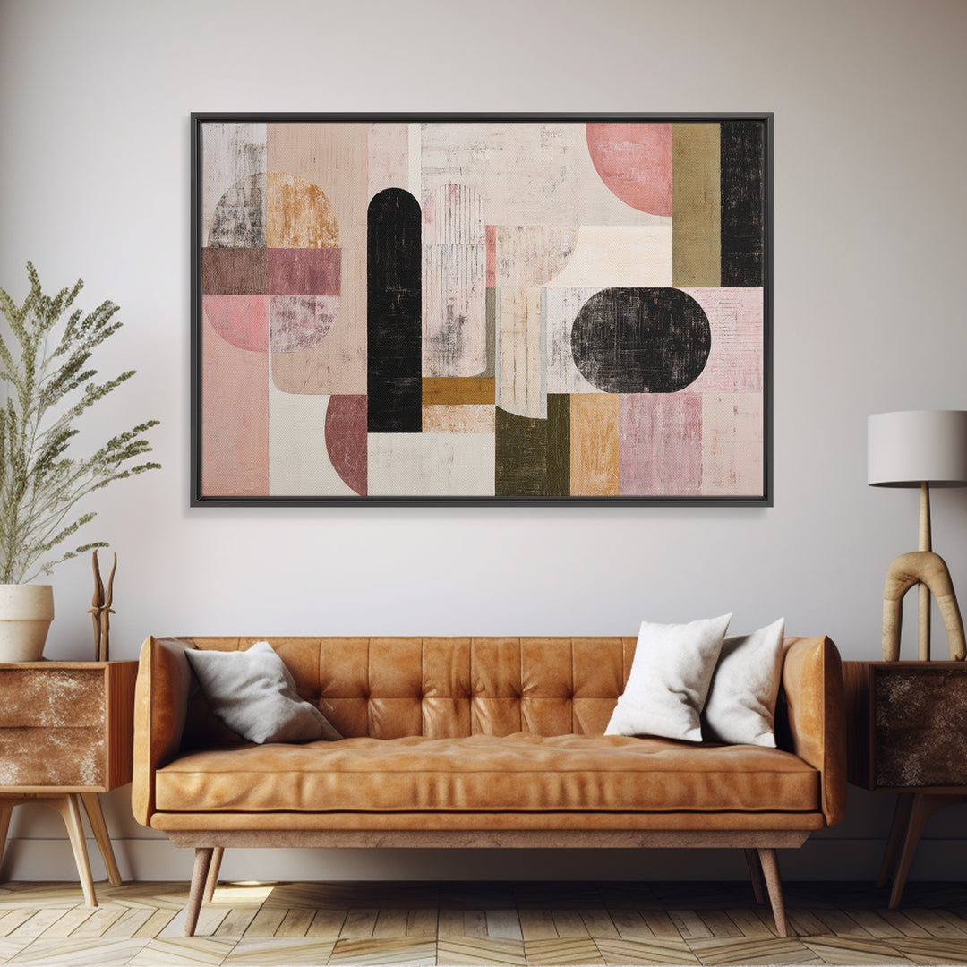 Minimal Eyes and Nose Composition Framed Canvas Print, Line Art, Modern Art, Living Room Decor, Abstract Art, Line, LIN-3x2-18