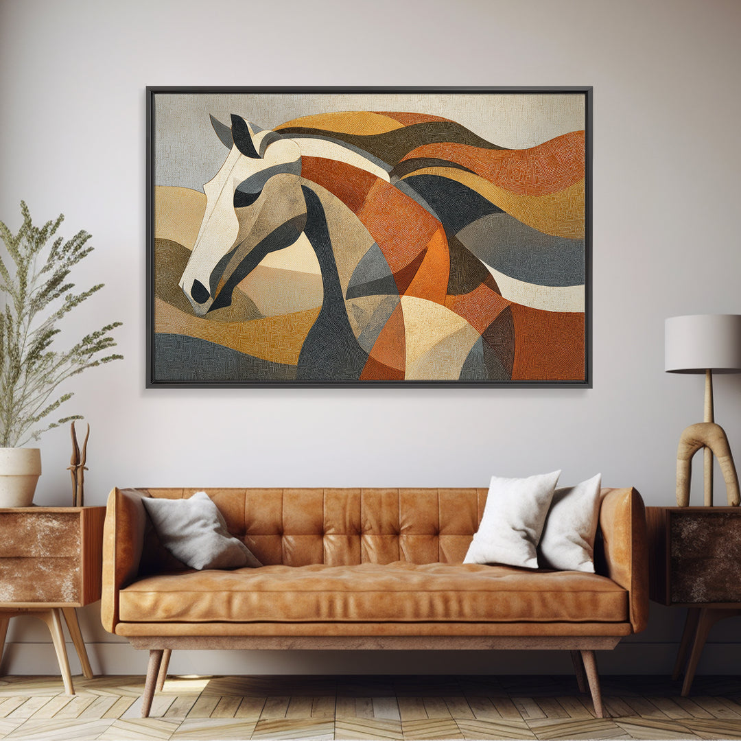 Abstract Horse Formed from Graceful Contour Canvas Print, Line Art, Art Print, Living Room Decor, Fine Art, Line, LIN-3x2-32