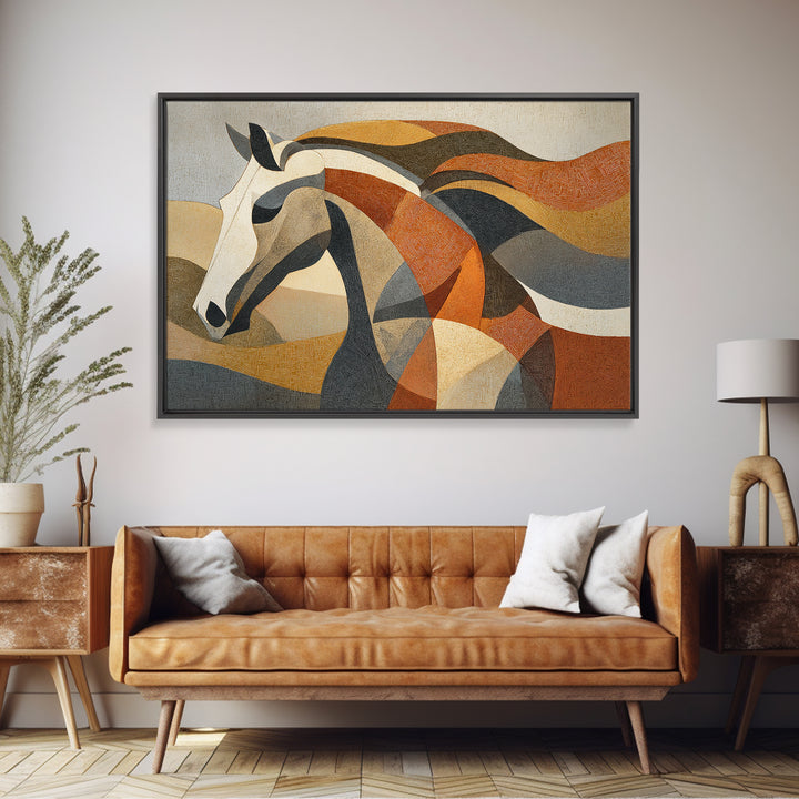 Abstract Horse Formed from Graceful Contour Canvas Print, Line Art, Art Print, Living Room Decor, Fine Art, Line, LIN-3x2-32