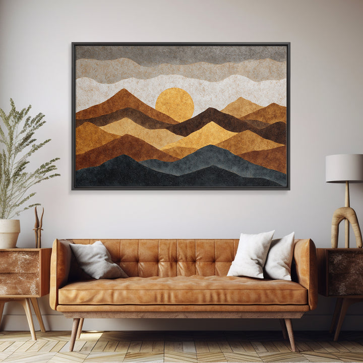 Black Line Mountains Canvas Print, Line Art, Living Room Art, Living Room Decor, Fine Art, Line, Art Print, Textured Painting, LIN-3x2-38