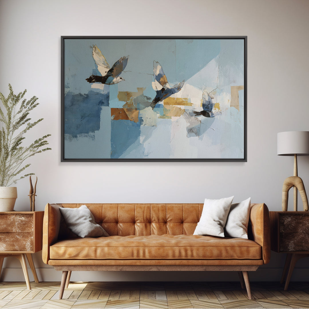 Single Line Bird Framed Canvas Print, Line Art, Living Room Decor, Abstract Art, Line, Portrait from Photo, Living Room Art, LIN-3x2-39