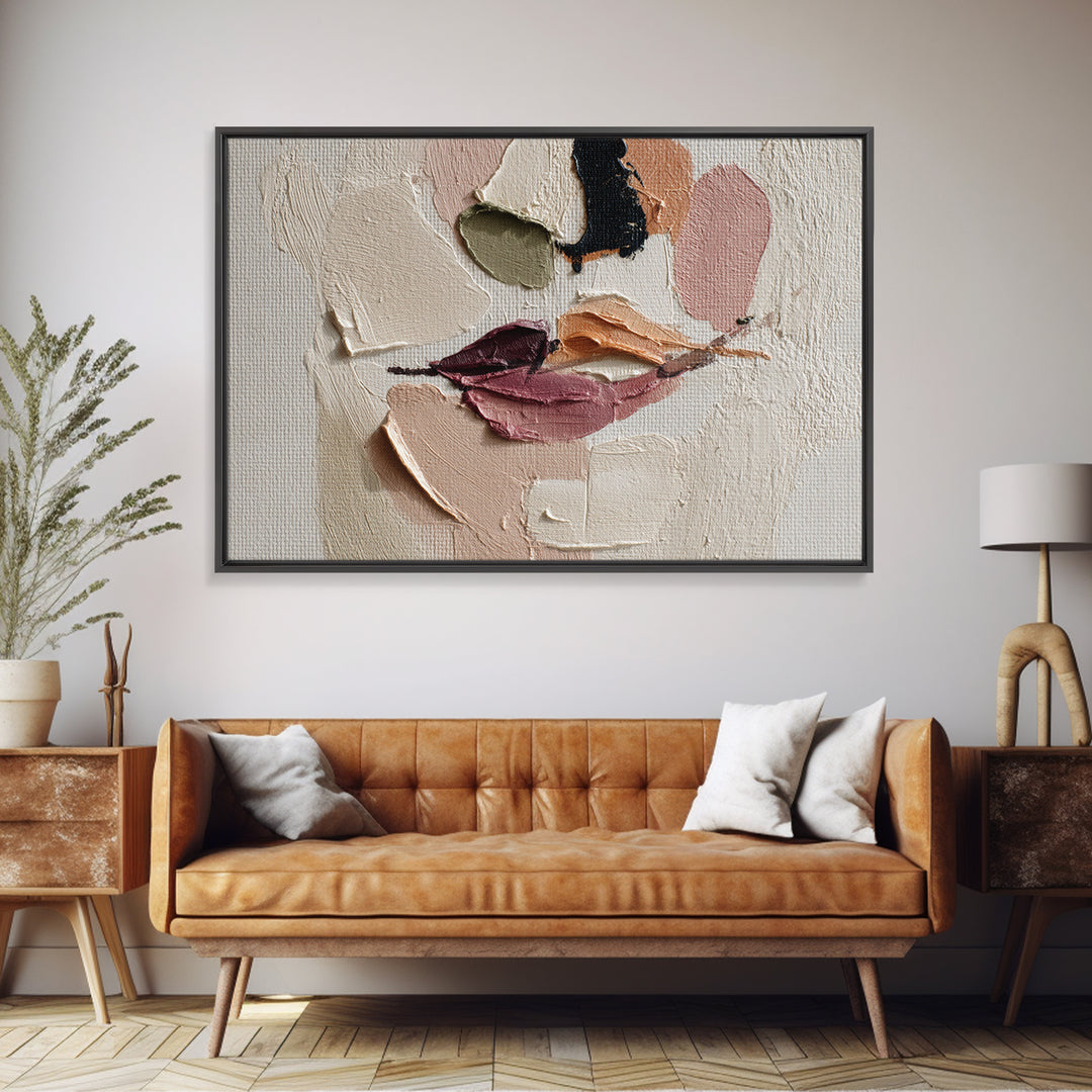 Abstract Lips and Hand Fashion Sketch Framed Canvas Print, Line Art, Bird Wall Art, Living Room Decor, Abstract Art, Line, LIN-3x2-46