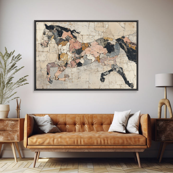 Abstract Horse Formed from Graceful Contour Canvas Print, Line Art, Printable, Living Room Decor, Abstract Art, Line, LIN-3x2-56