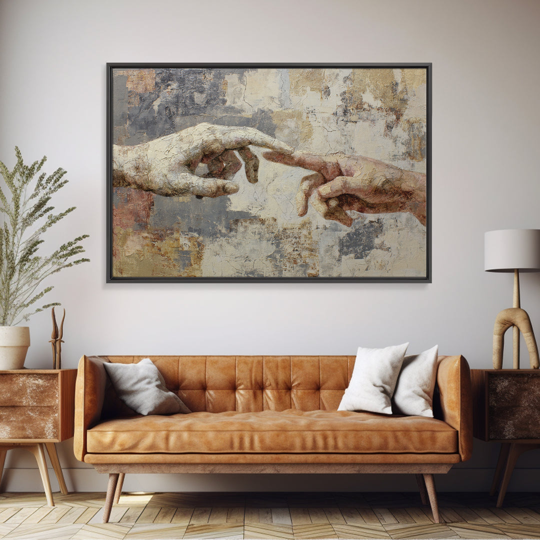 Two Hands Nearly Touching Canvas Print, Line Art, Luxury Decor, Living Room Decor, Abstract Art, Line, Printable, LIN-3x2-57