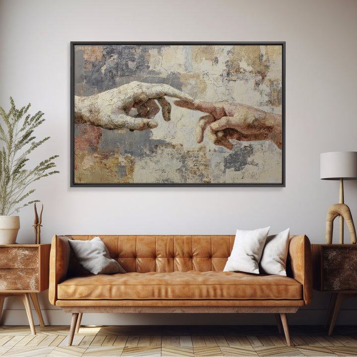 Two Hands Nearly Touching Canvas Print, Line Art, Luxury Decor, Living Room Decor, Abstract Art, Line, Printable, LIN-3x2-57