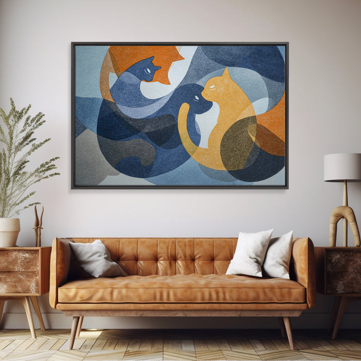 Monoline Cat Stretching Canvas Print, Line Art, Modern Decor, Living Room Decor, Abstract Art, Line, Contemporary Art, LIN-3x2-58