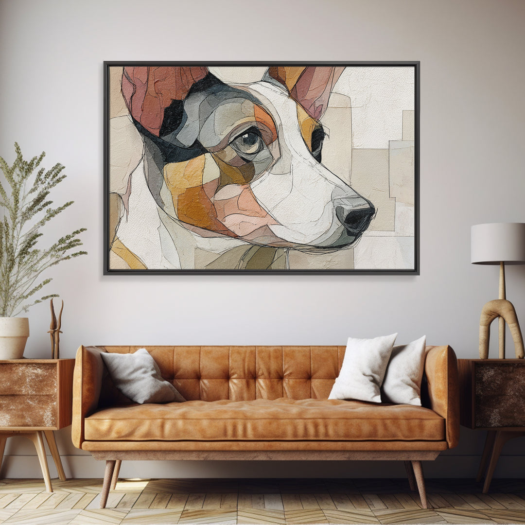 Continuous Line Dog Portrait Framed Canvas Print, Line Art, Room Decor, Living Room Decor, Fine Art, Line, Digital Wall Art, LIN-3x2-65