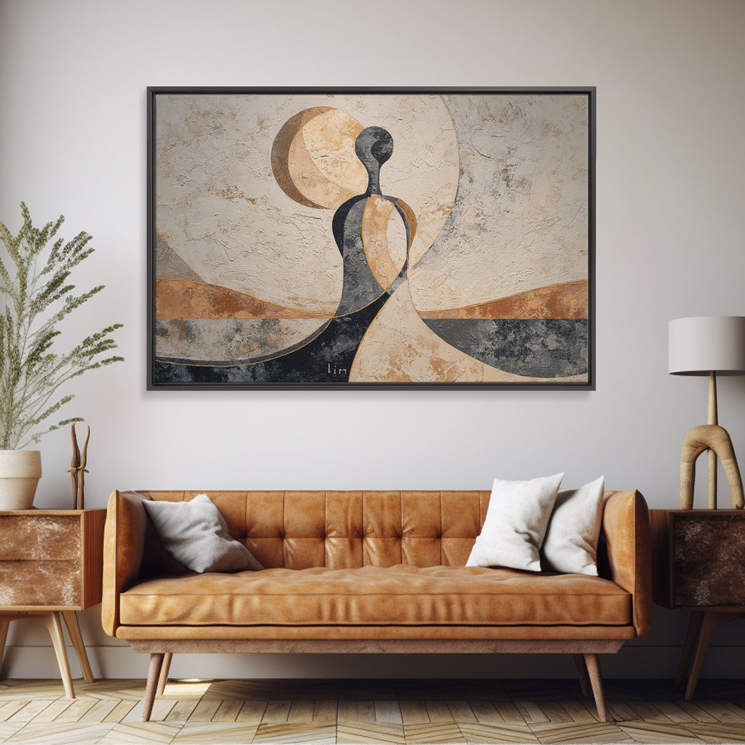 Single Line Yoga Pose Framed Canvas Print, Line Art, Textured Painting, Living Room Decor, Fine Art, Line, Canvas Art, LIN-3x2-69