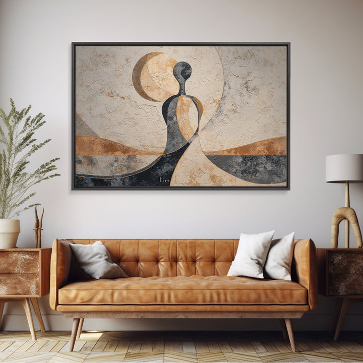 Single Line Yoga Pose Framed Canvas Print, Line Art, Textured Painting, Living Room Decor, Fine Art, Line, Canvas Art, LIN-3x2-69