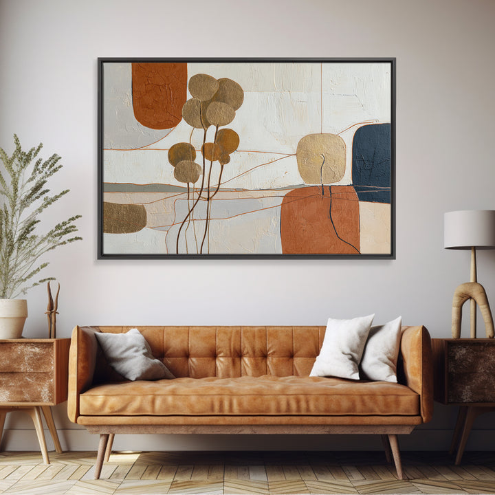 Botanical Branch Drawn Framed Canvas Print, Line Art, Printable Wall Art, Living Room Decor, Watercolor Art, Line, Modern Art, LIN-3x2-79