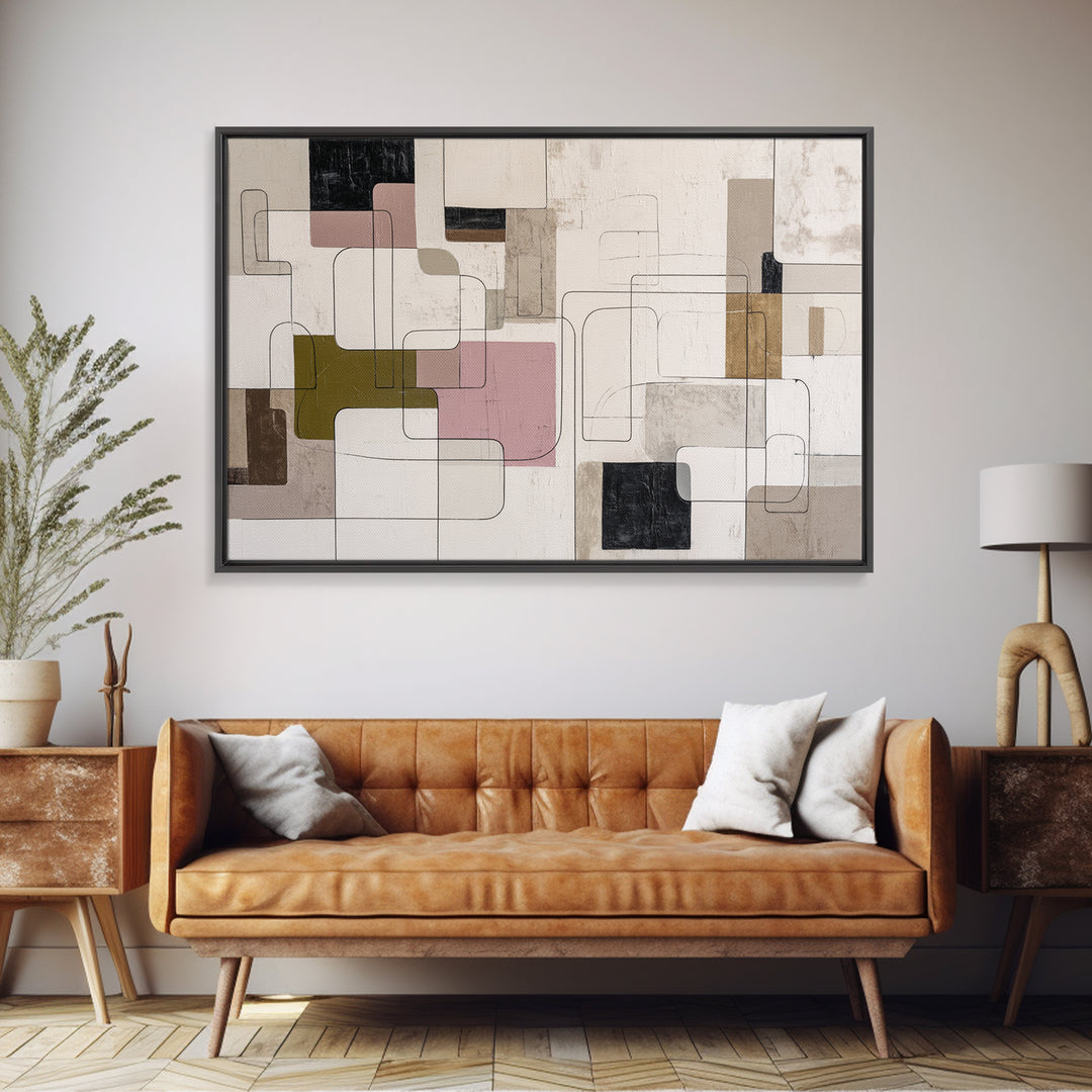 Two Hands Nearly Touching Framed Canvas Print, Line Art, Contemporary Art, Living Room Decor, Abstract Art, Line, Boho Wall Art, LIN-3x2-81