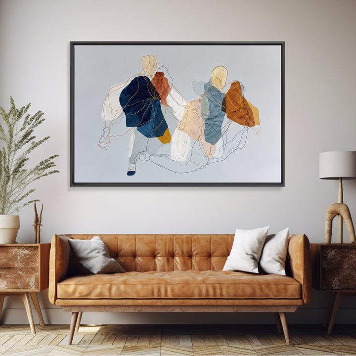 Continuous Line Dancer Canvas Print, Line Art, Gallery Wall Set, Living Room Decor, Fine Art, Line, Textured Painting, LIN-3x2-83