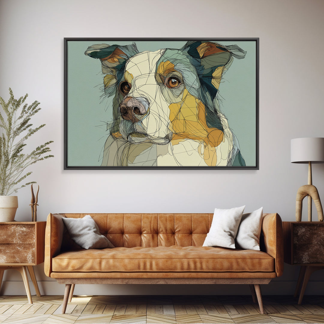 Continuous Line Dog Portrait Canvas Print, Line Art, Home Decor, Living Room Decor, Line, Modern Wall Art, Boho Wall Decor, LIN-3x2-89