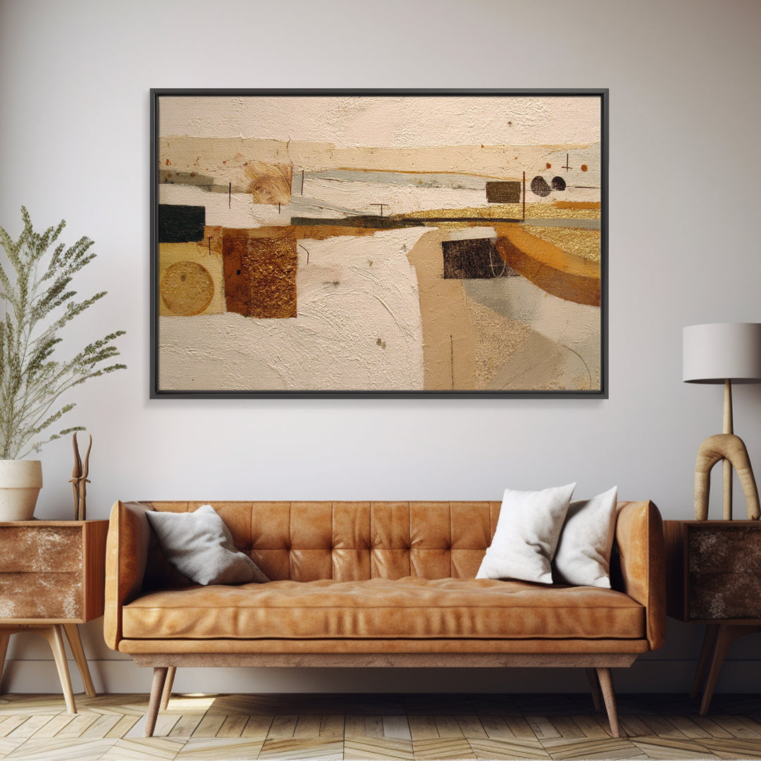 Line Art Shell and Coastal Forms Framed Canvas Print, Line Art, Black and White Art, Living Room Decor, Abstract Art, Line, LIN-3x2-91