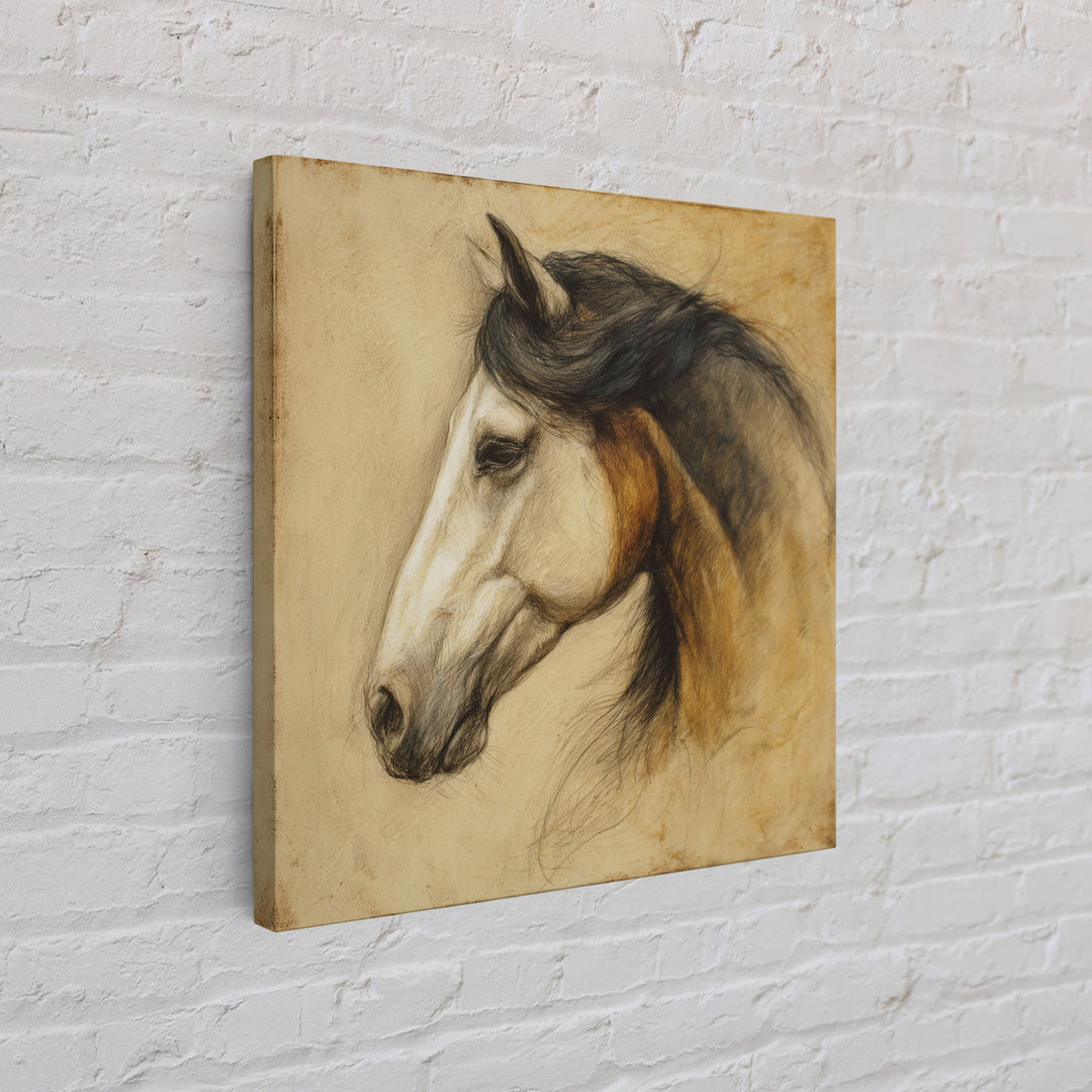 Contemporary Horse Portrait Canvas Print, Living Room Art, Boho Wall Art, Living Room Decor, Oil Painting, Living, LIR-1x1-10