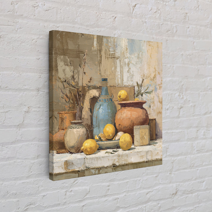 Warm Mediterranean Lemon Still Life Canvas Print, Living Room Art, Printable Art, Living Room Decor, Fine Art, Living, LIR-1x1-18
