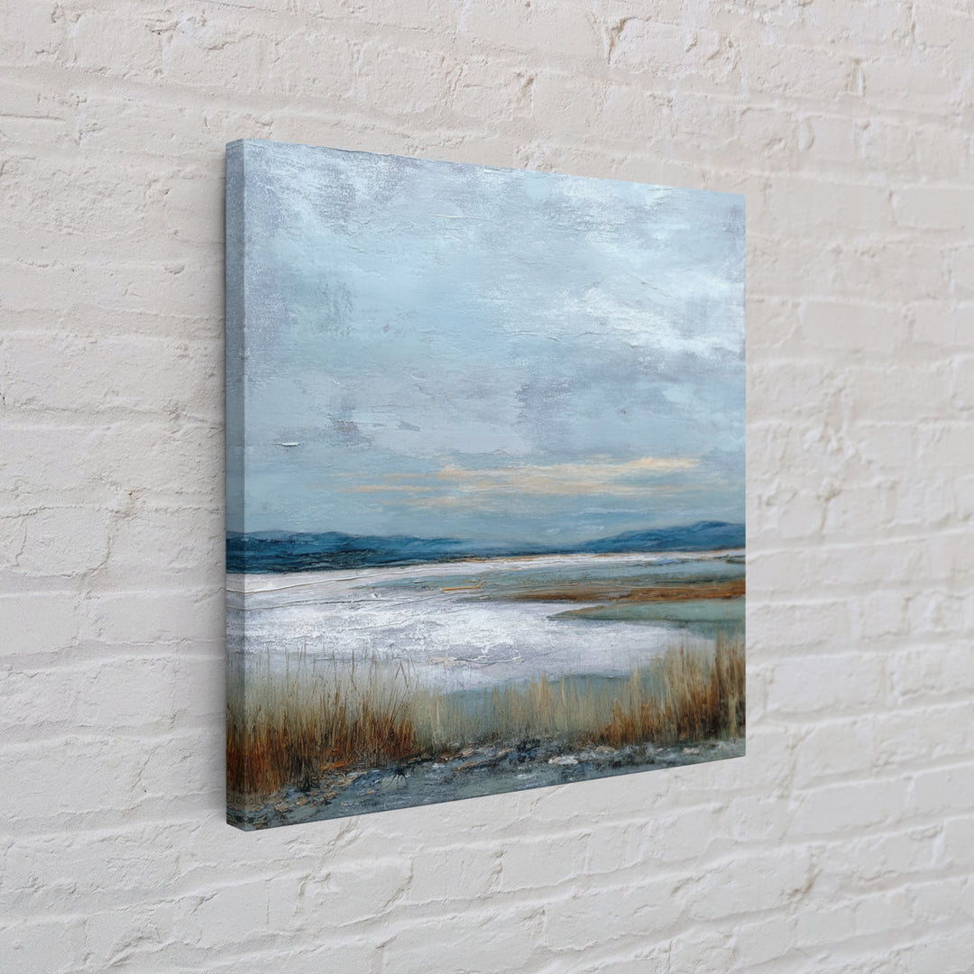 Modern Landscape with Expansive Calm Sky Framed Canvas Print, Living Room Art, Apartment Decor, Living Room Decor, Oil Painting, LIR-1x1-27