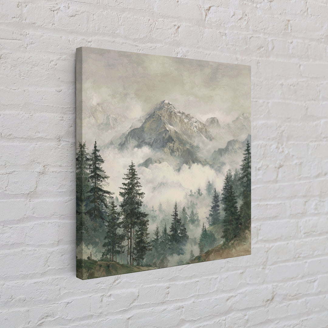 Classic Mountain Panorama for Cozy Interiors Framed Canvas Print, Living Room Art, Room Decor, Living Room Decor, Living, LIR-1x1-40