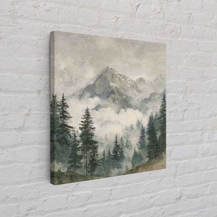 Classic Mountain Panorama for Cozy Interiors Framed Canvas Print, Living Room Art, Room Decor, Living Room Decor, Living, LIR-1x1-40
