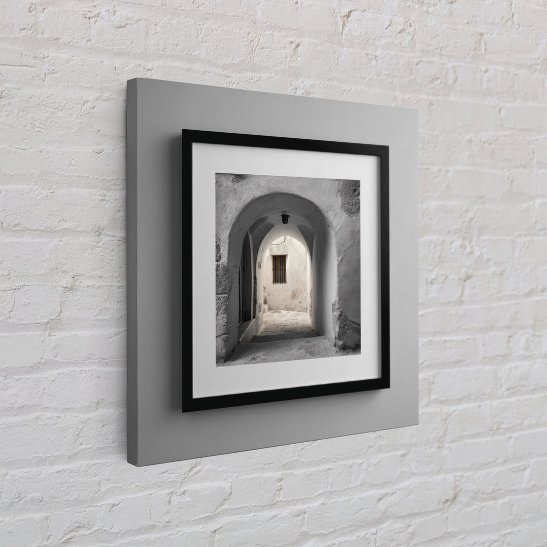 Black and White Architectural Arch Composition Framed Canvas Print, Living Room Art, Boho Decor, Living Room Decor, LIR-1x1-79