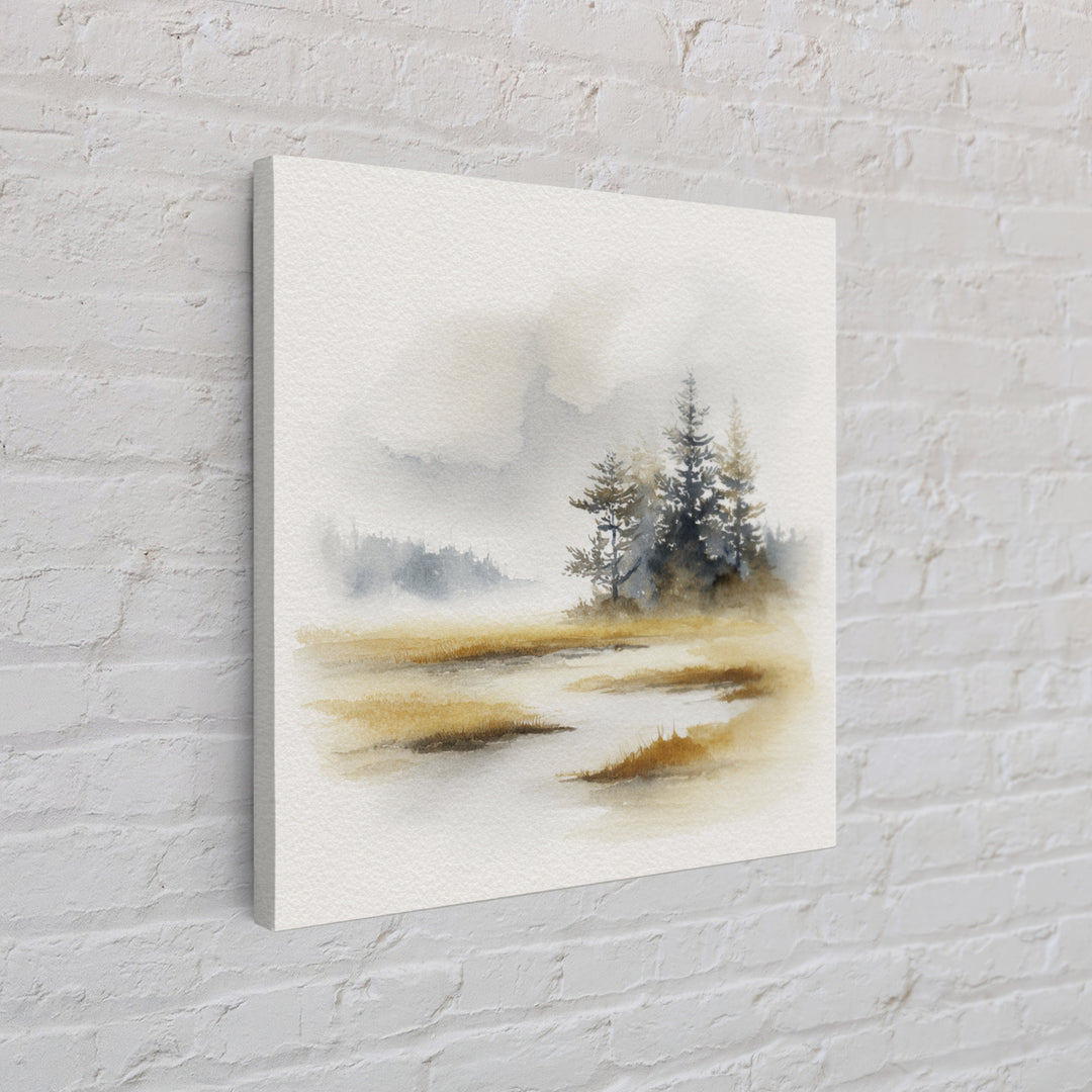 Minimal Scandinavian Forest Canvas Print, Living Room Art, Minimalist Decor, Living Room Decor, Oil Painting, Living, LIR-1x1-85
