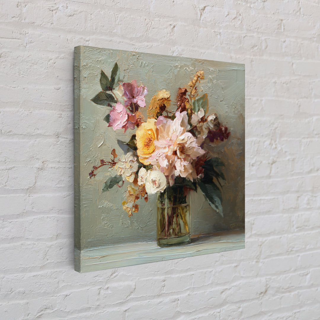 Large Floral Still Life Canvas Print, Living Room Art, Statement Artwork, Living Room Decor, Fine Art, Living, Painting, LIR-1x1-9