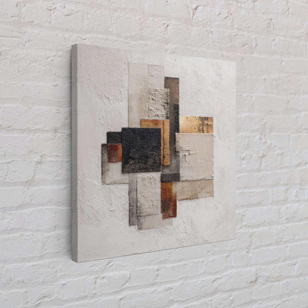 Monochrome Stone Texture Abstraction Framed Canvas Print, Living Room Art, Wall Art, Living Room Decor, Abstract Art, Living, LIR-1x1-93