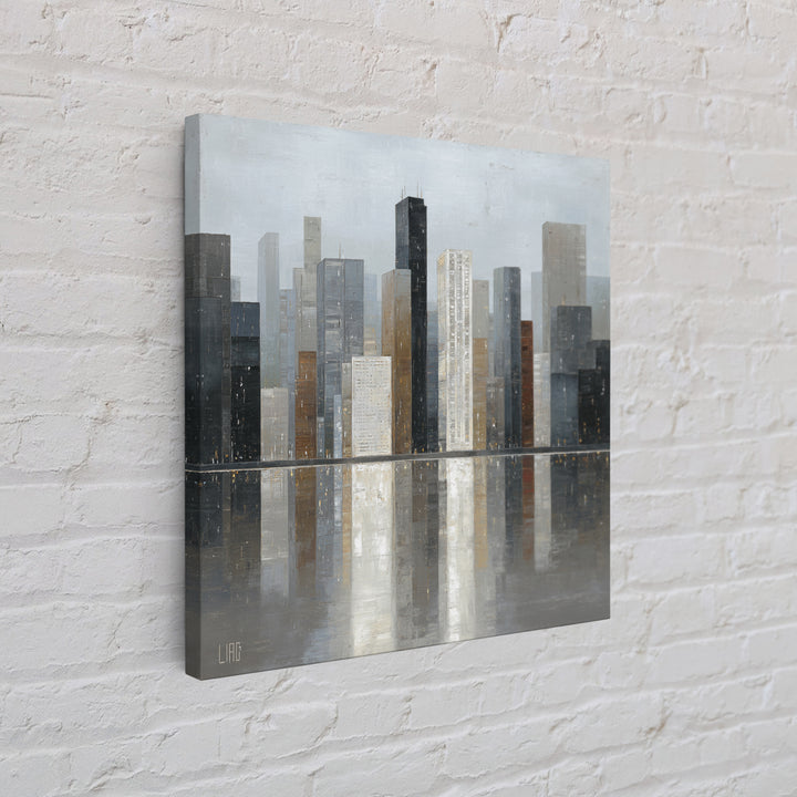 Modern City Skyline Canvas Print, Living Room Art, Modern Decor, Living Room Decor, Abstract Art, Living, Wall Decor, LIR-1x1-94