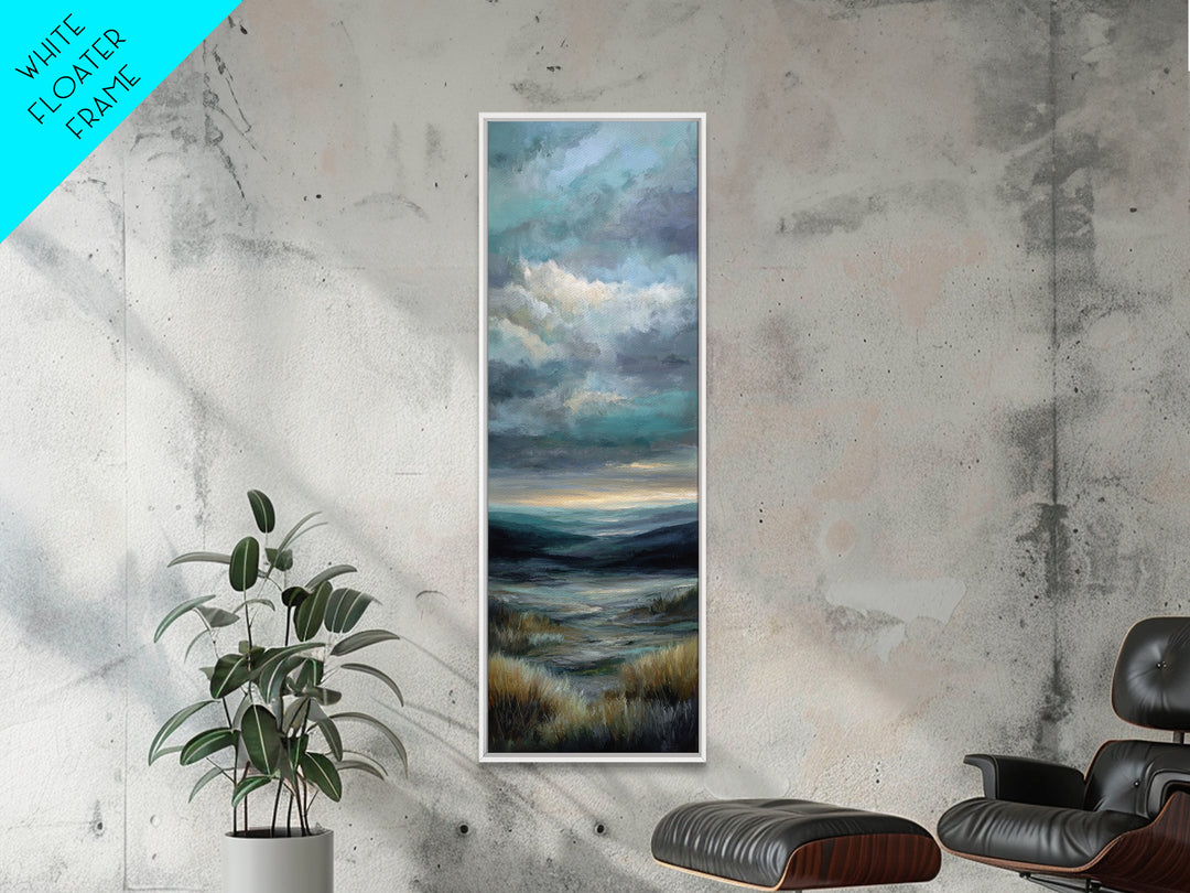 Modern Landscape with Expansive Calm Sky Framed Canvas Print, Living Room Art, Oil Painting, Living Room Decor, Living, LIR-1x3-15