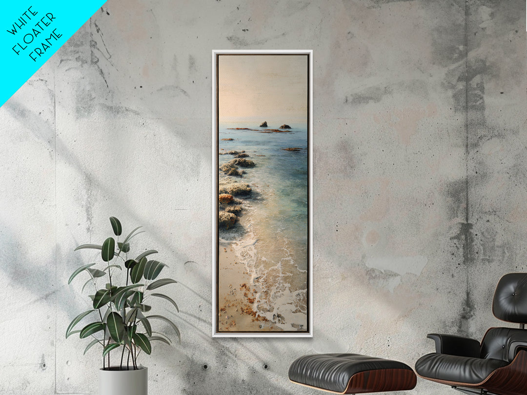 Moody Seascape for Dramatic Focal Point Canvas Print, Living Room Art, Neutral Decor, Living Room Decor, Fine Art, Living, LIR-1x3-18