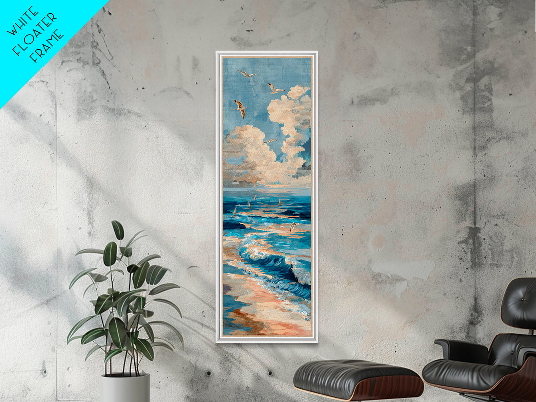 Coastal Aerial Shoreline Framed Canvas Print, Living Room Art, Gallery Decor, Living Room Decor, Fine Art, Living, Wall Art, LIR-1x3-71
