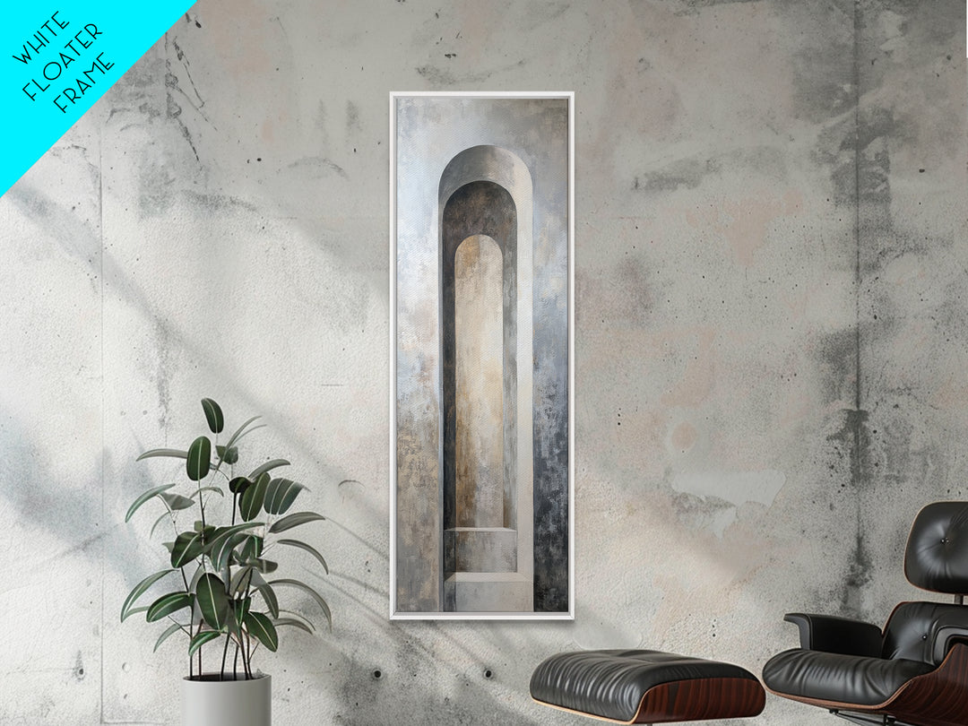 Black and White Architectural Arch Composition Framed Canvas Print, Living Room Art, Boho Decor, Living Room Decor, LIR-1x3-91