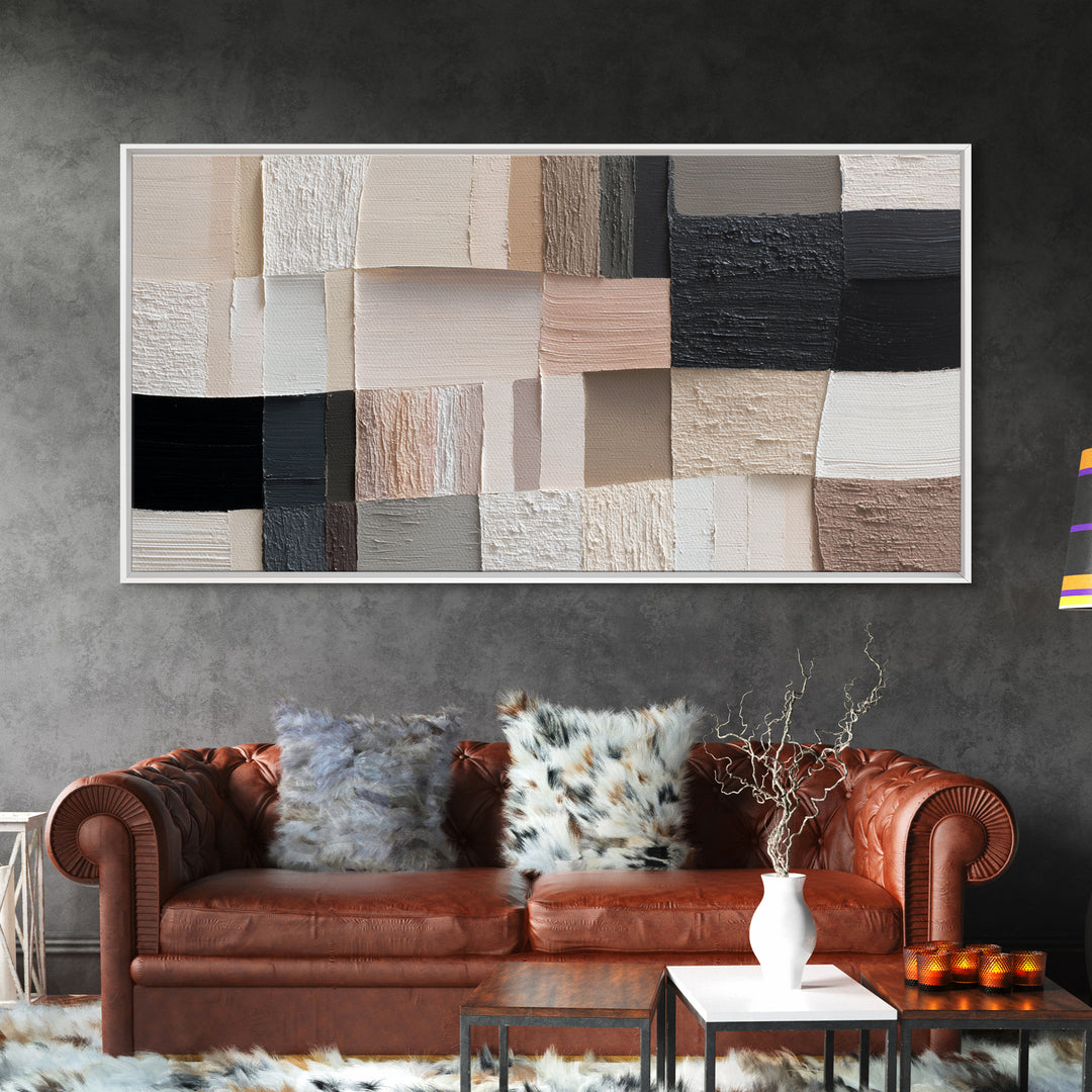 Monochrome Stone Texture Abstraction Canvas Print, Living Room Art, Art Print, Living Room Decor, Abstract Art, Living, LIR-2x1-17