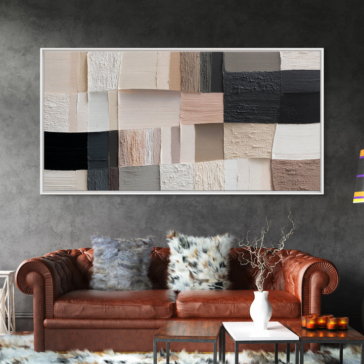 Monochrome Stone Texture Abstraction Canvas Print, Living Room Art, Art Print, Living Room Decor, Abstract Art, Living, LIR-2x1-17