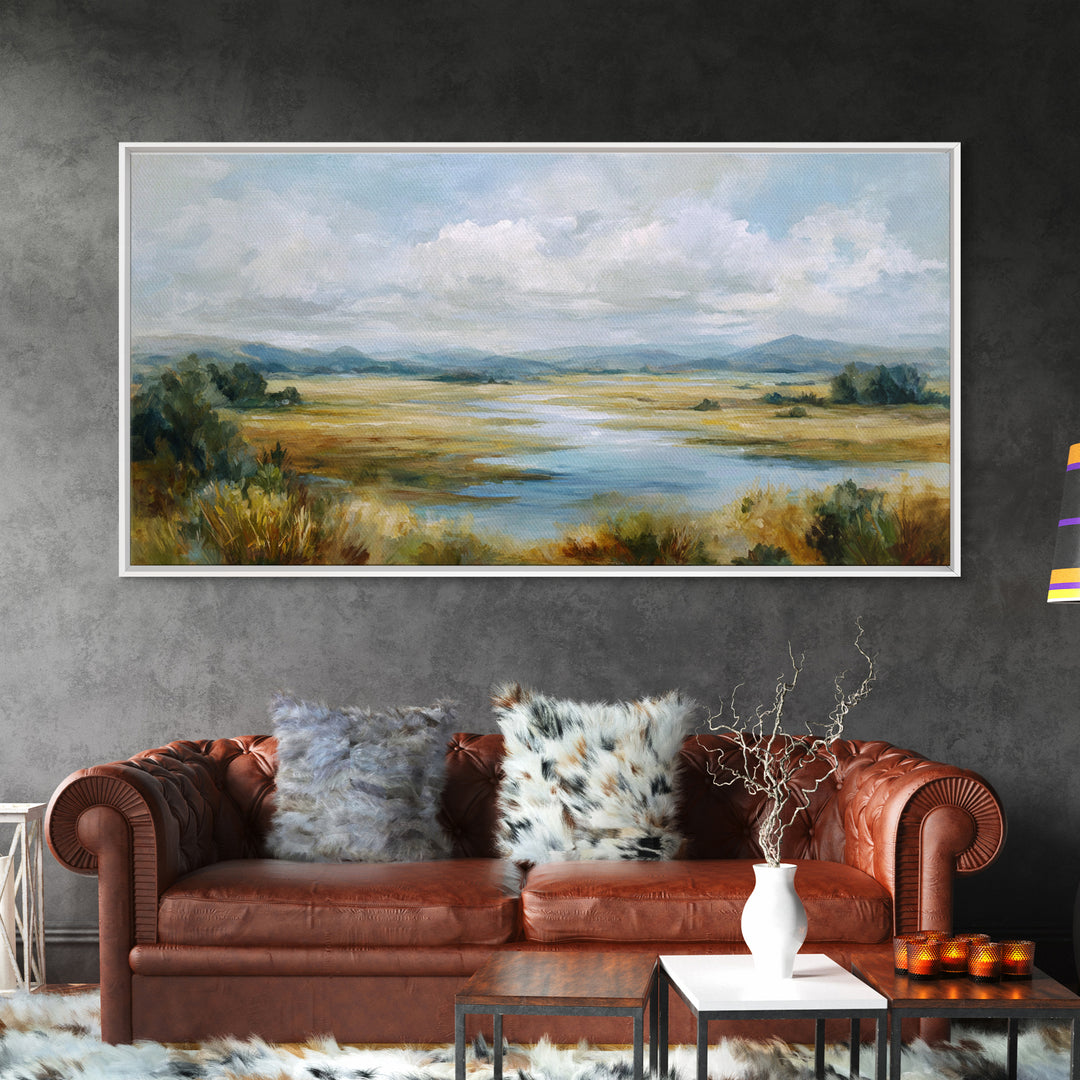 Quiet Meadow Landscape Framed Canvas Print, Living Room Art, Living Room Wall Art, Living Room Decor, Fine Art, Living, LIR-2x1-19
