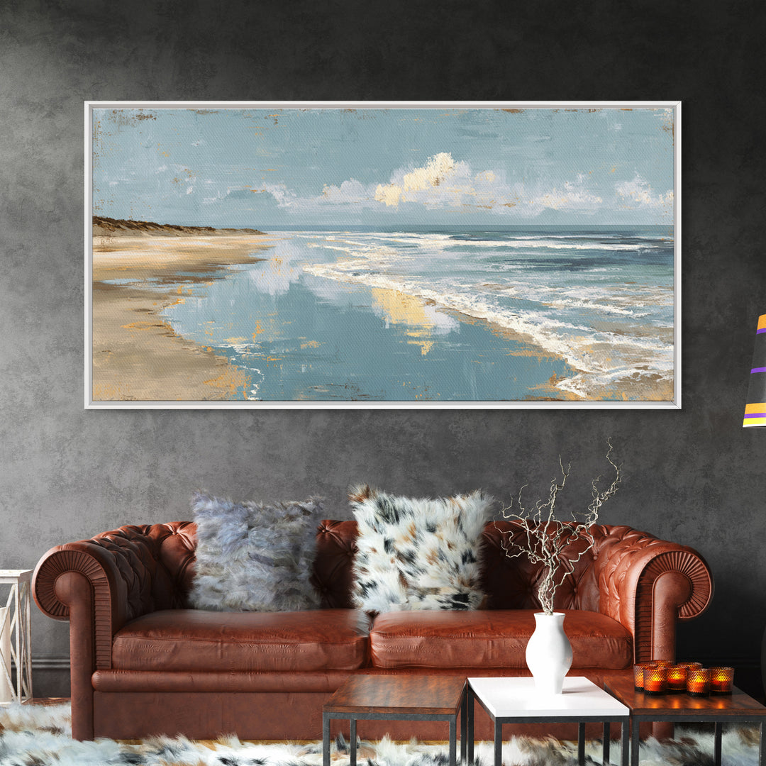 Moody Seascape for Dramatic Focal Point Canvas Print, Living Room Art, Living Room Decor, Abstract Art, Living, LIR-2x1-2