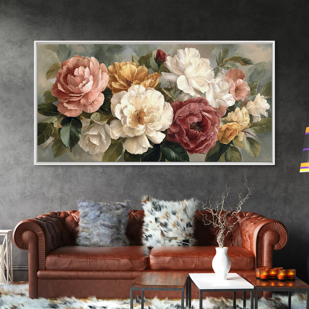 Botanical Vase Painting Canvas Print, Living Room Art, Textured Painting, Living Room Decor, Fine Art, Living, LIR-2x1-22