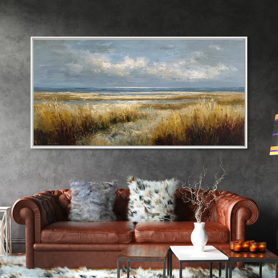 Modern Landscape with Expansive Calm Sky Framed Canvas Print, Living Room Art, Printable Wall Art, Living Room Decor, Living, LIR-2x1-23