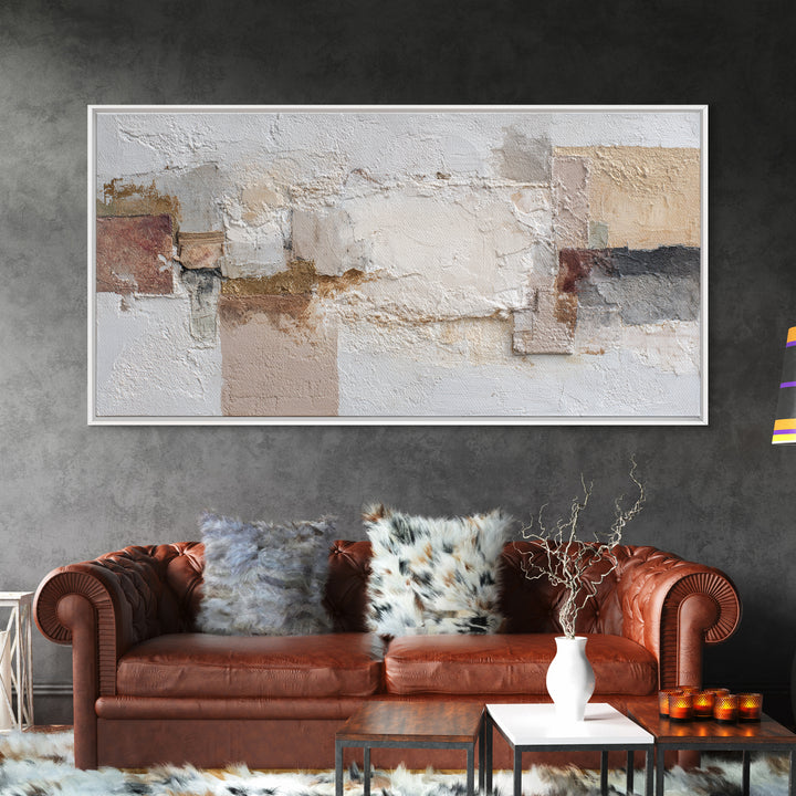 Textured Plaster Abstract Framed Canvas Print, Living Room Art, Printable, Living Room Decor, Fine Art, Living, Printable Art, LIR-2x1-25