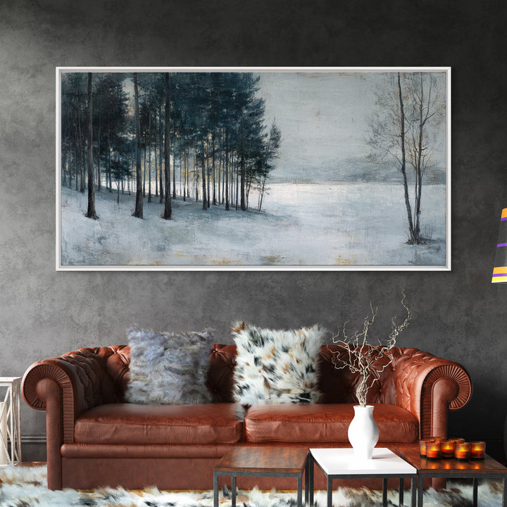 Minimal Scandinavian Forest Framed Canvas Print, Living Room Art, Painting, Living Room Decor, Fine Art, Living, Bedroom Decor, LIR-2x1-33
