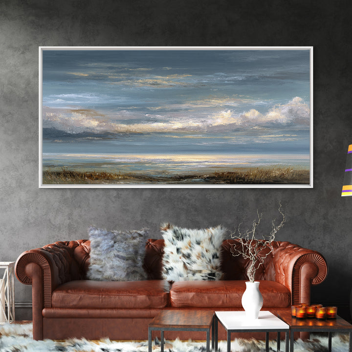 Large Cloudscape with Gentle Movement Canvas Print, Living Room Art, Home, Living Room Decor, Oil Painting, Living, LIR-2x1-39