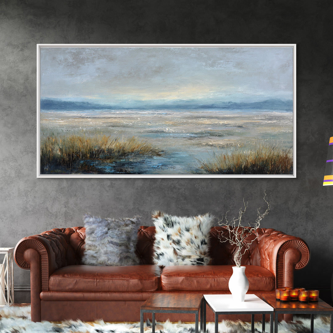 Quiet Meadow Landscape Framed Canvas Print, Living Room Art, Printable, Living Room Decor, Oil Painting, Living, Printable Art, LIR-2x1-43
