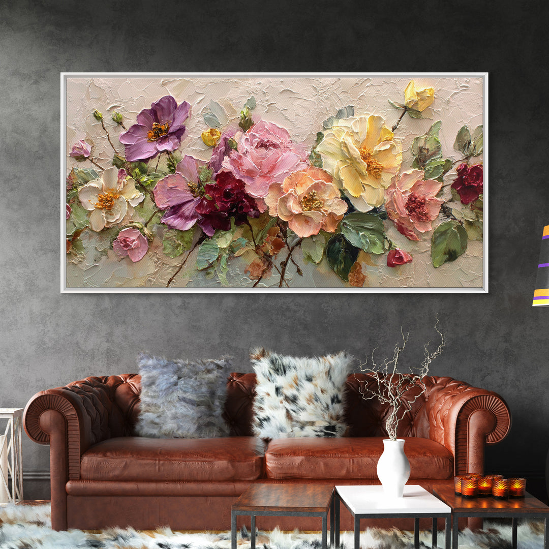Botanical Vase Painting Framed Canvas Print, Living Room Art, Art, Living Room Decor, Living, Art Nouveau, Abstract Art, LIR-2x1-46