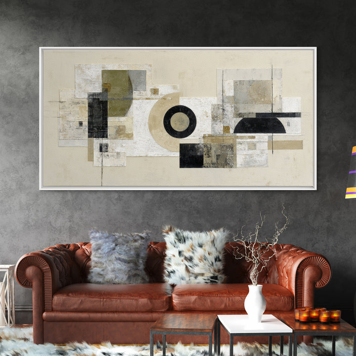 Black and White Architectural Arch Composition Canvas Print, Living Room Art, Abstract Art, Living Room Decor, Living, LIR-2x1-51
