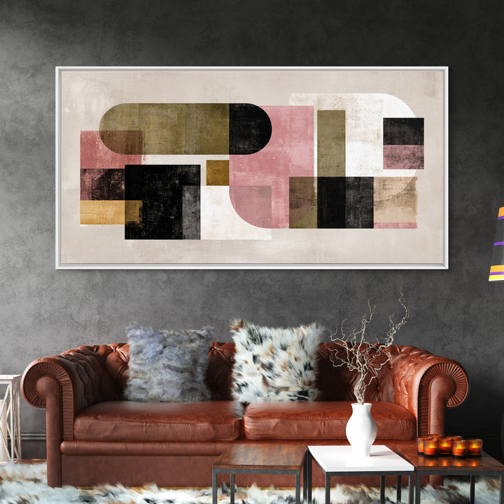 Mid Century Geometric Artwork Canvas Print, Living Room Art, Digital Prints, Living Room Decor, Abstract Art, Living, LIR-2x1-52