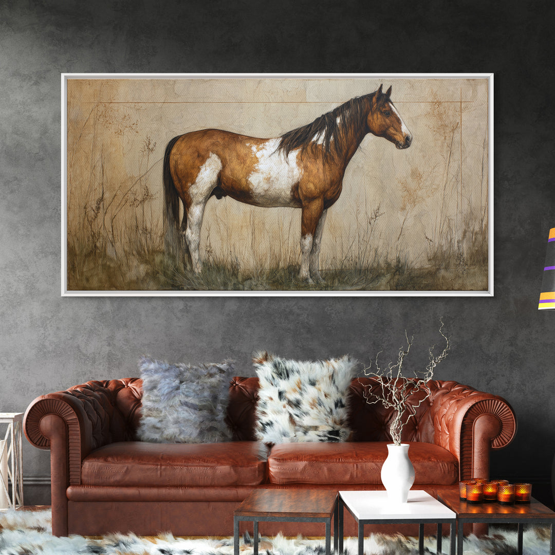 Contemporary Horse Portrait Canvas Print, Living Room Art, Painting, Living Room Decor, Fine Art, Living, Bedroom Decor, LIR-2x1-54