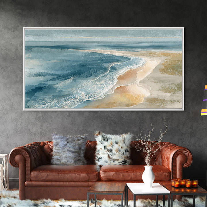 Coastal Aerial Shoreline Framed Canvas Print, Living Room Art, Bedroom Decor, Living Room Decor, Living, Bedroom Wall Art, LIR-2x1-55
