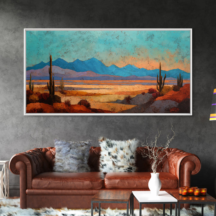Earthy Desert Landscape Framed Canvas Print, Living Room Art, Living Room Decor, Watercolor Art, Living, New Home Gift, LIR-2x1-56