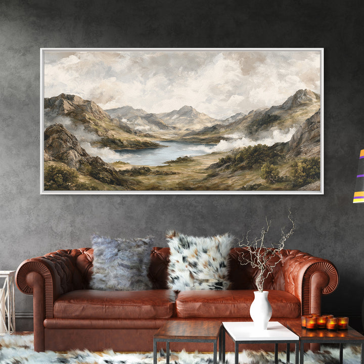Classic Mountain Panorama for Cozy Interiors Framed Canvas Print, Living Room Art, Home, Living Room Decor, Fine Art, Living, LIR-2x1-60