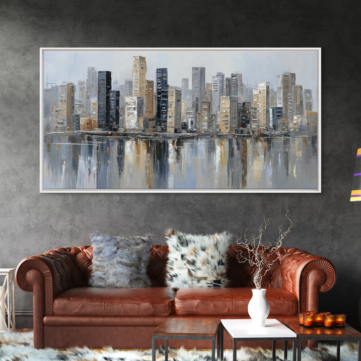 Modern City Skyline Canvas Print, Living Room Art, Home Decor, Living Room Decor, Abstract Art, Living, Large Wall Art, LIR-2x1-66